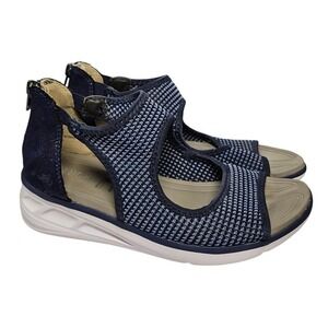 JBU 7W Blue Woven Fabric Wedge Open-Toe Sandals Casual Women‎ Shoes #329